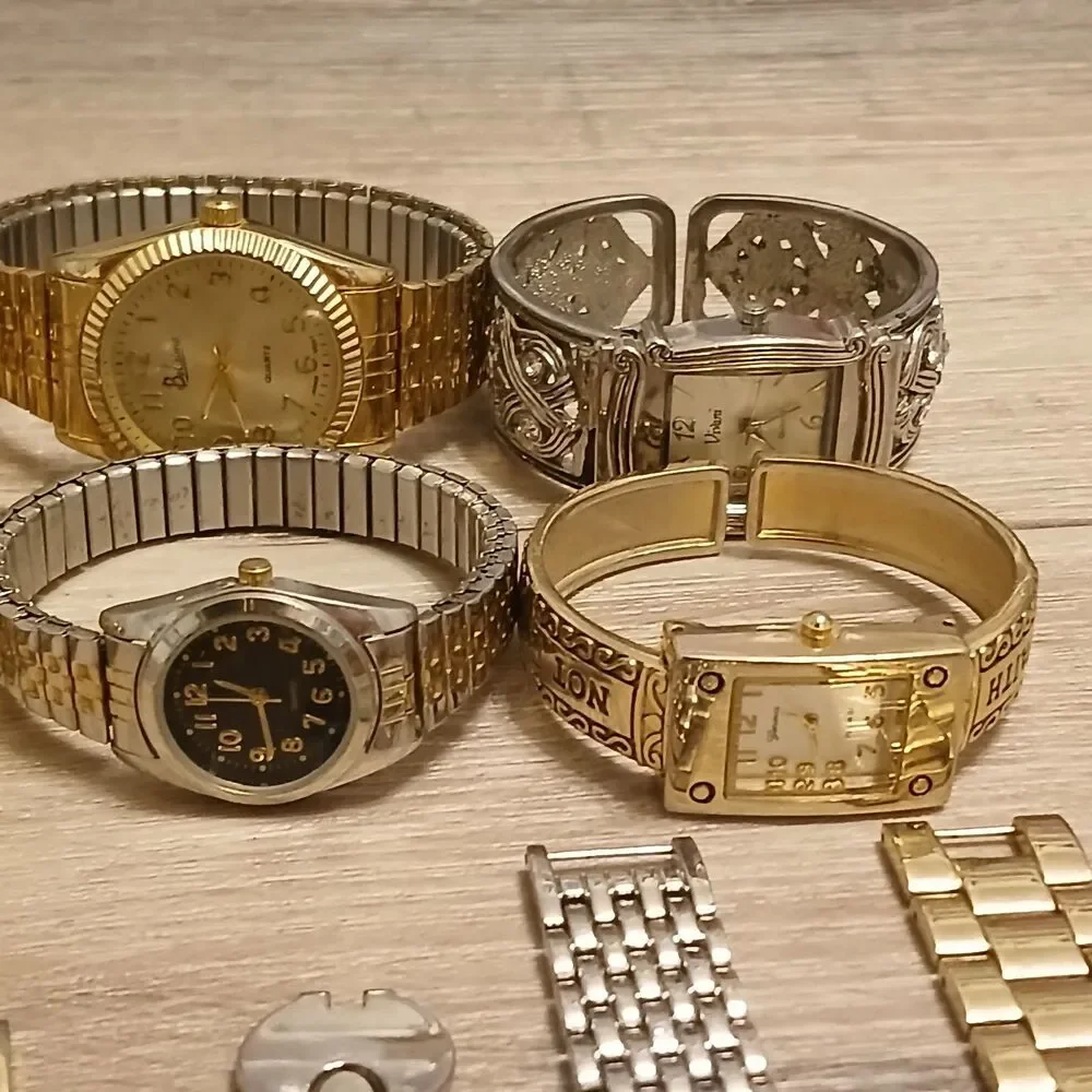 Lot 35+ Watches Parts/Repair ALL Metal Timex Pulsar Fossil DNKY Faded Glory